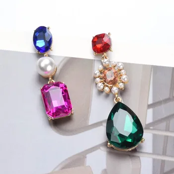 Nové Dlhé Kovové Farebné Crystal Pearl Drop Náušnice Vysokej Kvality Fashion Kamienkami Šperky, Doplnky Pre Ženy, Veľkoobchod