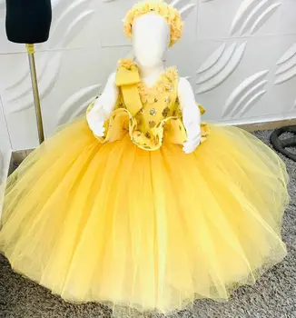 Nové Vlastné Batoľa Handričkou Baby Girl Dress narodeninové Opuchnuté Tylu Veľký Luk Deti Oblečenie Dievčatá Party Šaty Fotografie