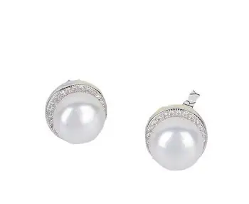 Nové šperky 100% Prírodné sladkovodné Pearl Náušnice crystal pre ženy s 925 sterling Silver