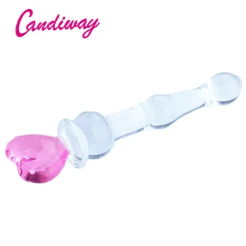 Obrovské korálky riti plug Ružové srdce pyrex Glass Dildo falošné penis Sexuálne Hračky pre Žien, Análny Zadok Plug Dospelých masturbácia produkty