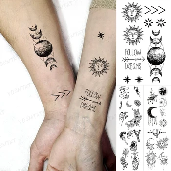 Prenos Nepremokavé Dočasné Tetovanie Nálepky, Mesiac, Slnko, Hviezdy, Vesmír Astronaut Dieťa Flash Tetovanie Ženy Muži Body Art Deti Tatto