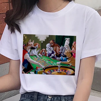 Psy Hracie karty 2021 Nové Letné tričko Ženy zábavné Harajuku Módne tričko Krátky rukáv bežné T-shirt ženské oblečenie, Topy