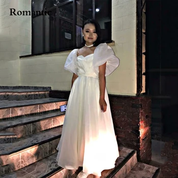 Romantický Nové Módne Elegantné Večerné Šaty Riadok Bieleho Tylu Lístkového Rukávy Milú Dlho Prom Šaty Na Narodeninovej Party Šaty