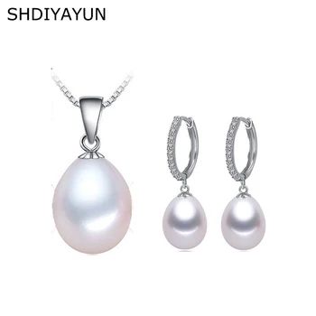 SHDIYAYUN 2020 Nové Šperky Nastaviť Drop Náušnice 925 Sterling Silver Šperky Pre Ženy 100% reálne Prírodné Perly Príslušenstvo