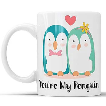 Si Môj Penguin Hrnček - Roztomilý Tučniak Káva Hrnček S Srdcia Dokonalý valentín Dar Od Priateľka, Priateľ Dar Od L