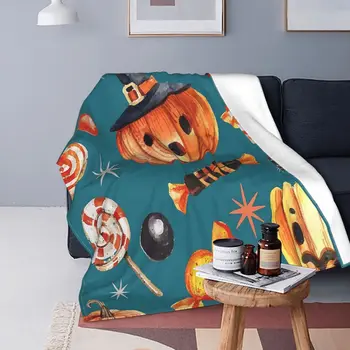 Silueta Halloween Candy Vintage Deka Flanelové Textilných Dekorácií Tekvicové Párty Hodiť Prikrývky na Lôžkoviny, Spálne, Plyšové Deka