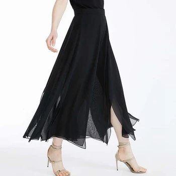 Sukne Ženy Jednoduchý Dizajn 100% Polyester Vysoký Pás Strane Split Opuchnuté A-line Vysoká Kvalita Sukne Módny Štýl