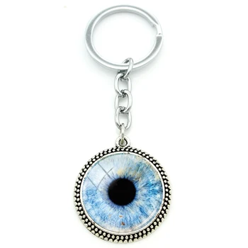 TAFREE Blue Eye Vzor Moderný A Zaujímavý Prívesok Kolo Sklo Drahokam Cabochon Keychain Kovové Keychain