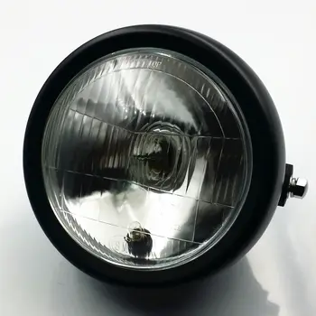Univerzálny Čierny Žlté Sklo Motorke Motorových Predné Svetlomety Lampa Prerobit Kolo Svetlometu Halogénová Žiarovka Vedúci Svetlo Vintage Kolo