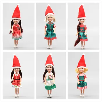 Vianočné kelly bábika / 14 cm malý chlapec dievča bábiku bábika s oblečenie, topánky, klobúk šaty / dievčatá hračky / baby doll