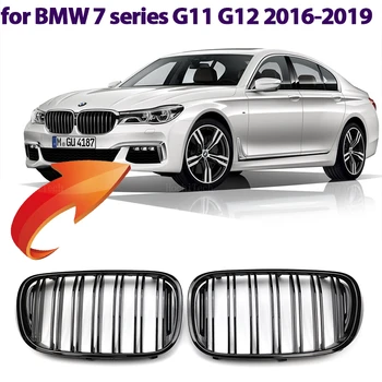 Vysoko Kvalitné Auto Predný Nárazník Obličiek Mriežka Pre BMW 7 Series G11 G12 2015-2019 Náhradné Dvojité Roštov Čierne Mriežky