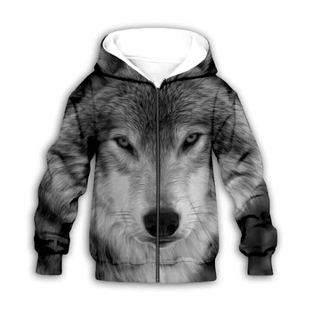Wolf 3d vytlačené Hoodies rodiny vyhovovali tričko na zips Pulóver Deti Vyhovovali Mikina Tepláková súprava/Nohavice 14
