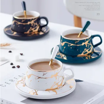 Xícara de chá e kaviareň, modelo nórdico, retrô, dourado, de cerâmica