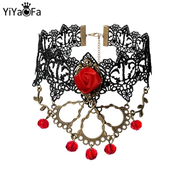 YiYaoFa Gotický Šperky Vintage Čipky Náhrdelník & Prívesok Ženy Príslušenstvo Choker Náhrdelník False Golier Vyhlásenie Náhrdelníky GN-82