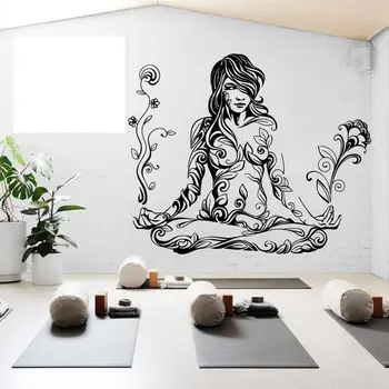 Zen Budhistický Dievča Meditácie Vinyl Odtlačkový Stenu, Nálepky, Salón Krásy, Spa Jogy Izba Club House Moderné Módne Domáce Dekorácie