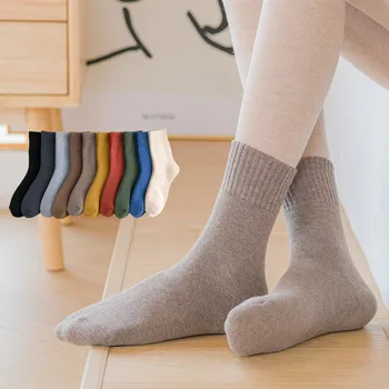 Zimné Terry Polstrované Ponožky dámske Japonský jednofarebné Ponožky Poschodí Uterák Ponožky Teplé Mesiac Skladaný dámske Ponožky Harajuku Kawaii
