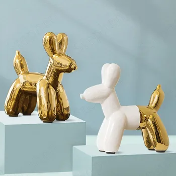 Zlaté Keramické Balón Pes Dekorácie pre Domov Nordic Moderné Pozlátené Zvierat Ozdoby Knižnica Socha, Obývacej Miestnosti Dekorácie