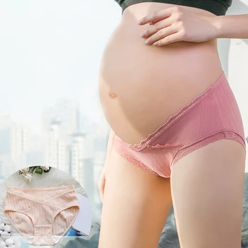 Ženy s Nízkym Pásom Tehotné Bavlna Materská spodná Bielizeň Pod Bump Priedušná Tehotenstva Popôrodné Nohavičky 1pcs